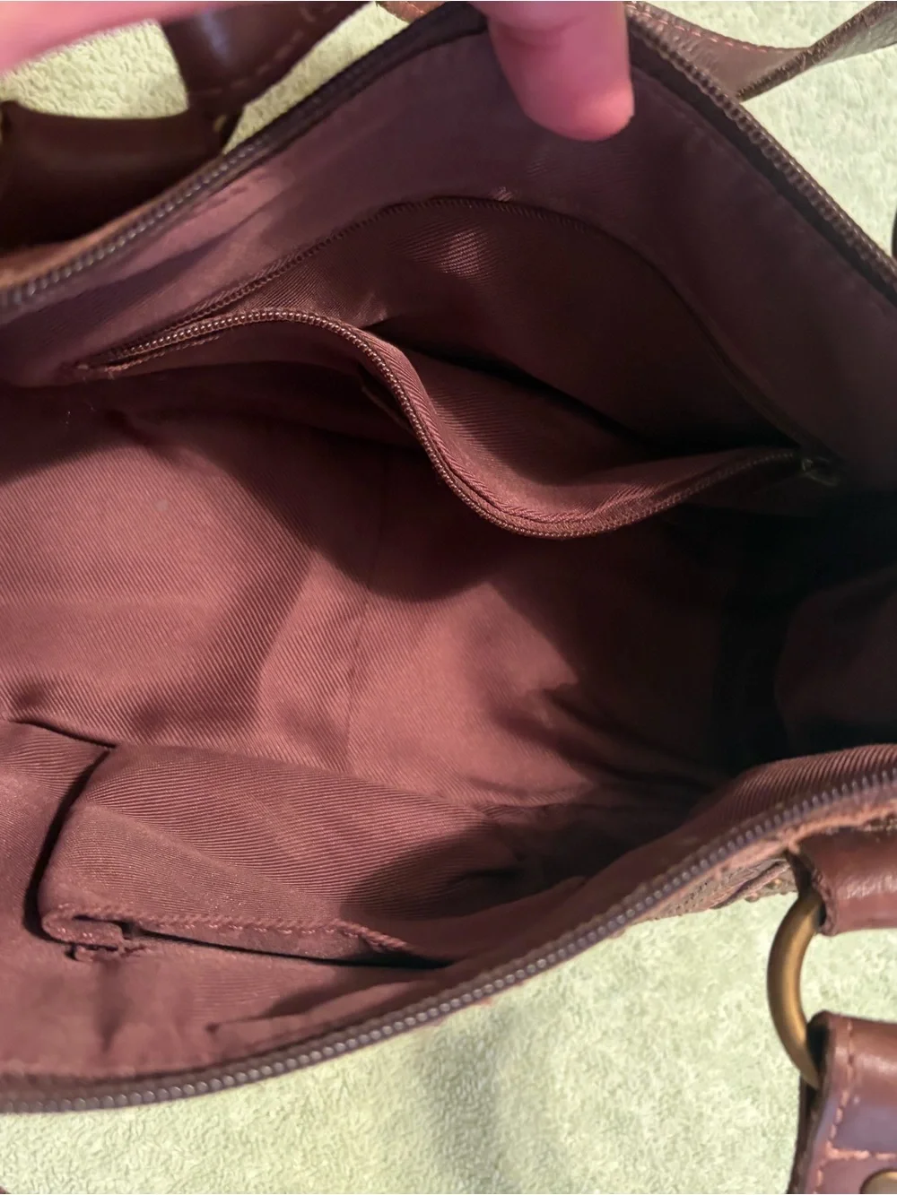 Brown Studded Shoulder Bag & Fossil Wallet Bundle
